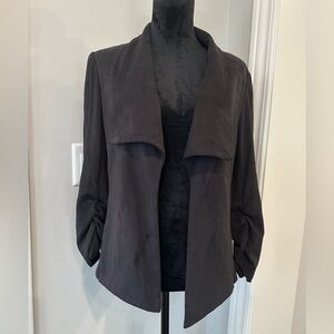 CHELSEA & THEODORE Faux Suede Open Jacket Women Medium Black